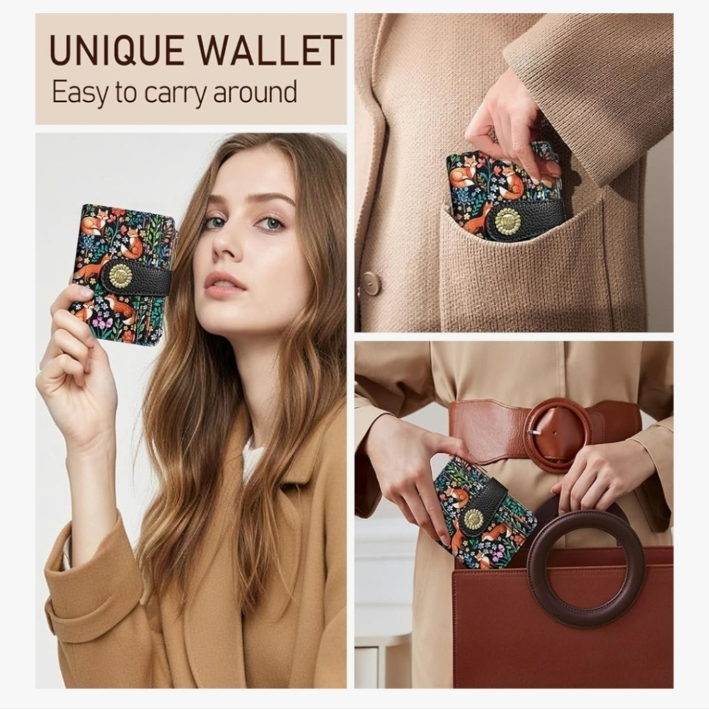 Colorful Fox Pattern RFID-Blocking Wallet - Picture 2 of 6